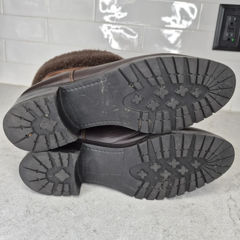 La Canadienne Womenz shearling lined brown leather snow boots ‎ 8.5